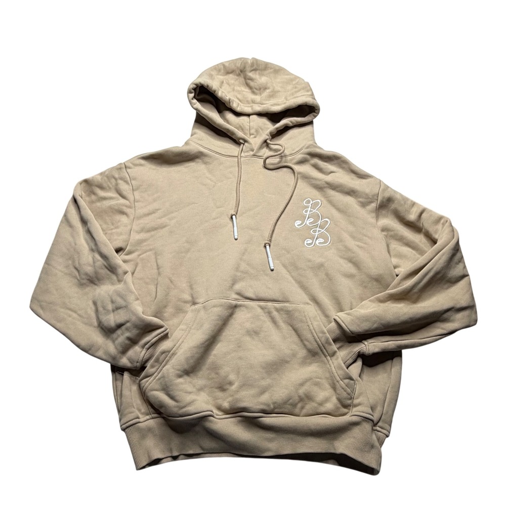 BOGEY BOYS Macklemore Hoodie Tan Embroidered Script Logo Men's Size Medium